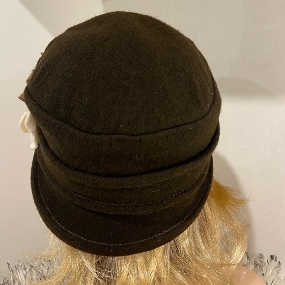 Chocolate Brown Wool Parkhurst Cloche Bucket Hat With L’Image Brooch - Picture 4 of 16